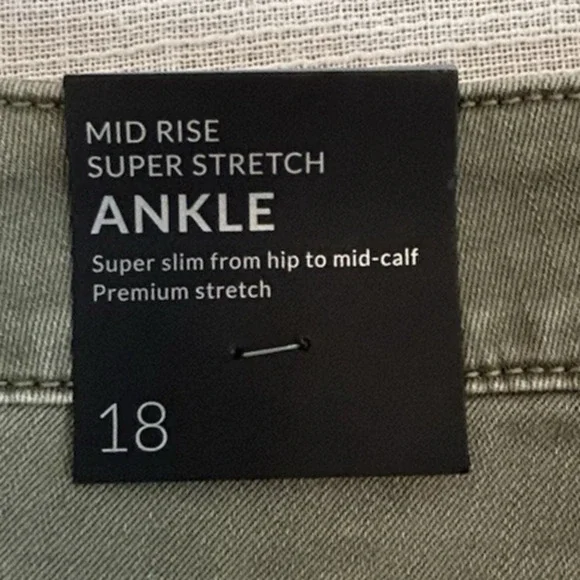 NWT Lane Bryant Womens 18 Mid Rise Super Stretch Ankle Jeans Green NEW - Picture 3 of 9